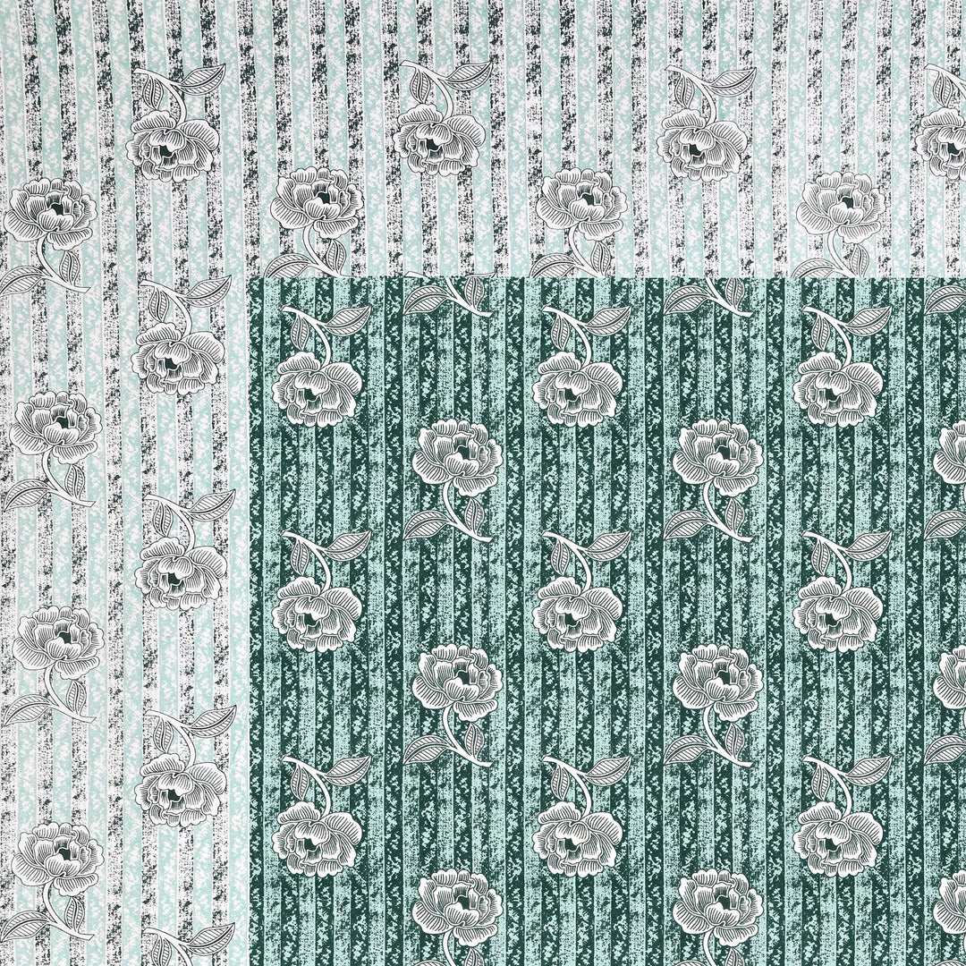 Bella Casa Fashion & Retail Ltd BEDSHEET 87 X 107 Inch / Green & Grey / Cotton Double King Size Bedsheet with 2 Pillow Covers Cotton Green & Grey Colour - Ethnic Collection