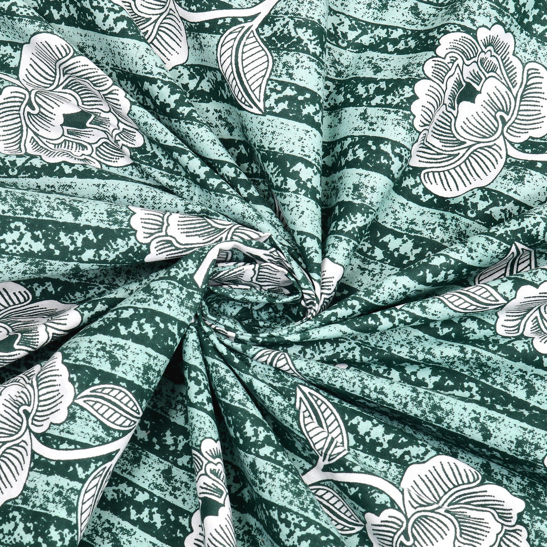Bella Casa Fashion & Retail Ltd BEDSHEET 87 X 107 Inch / Green & Grey / Cotton Double King Size Bedsheet with 2 Pillow Covers Cotton Green & Grey Colour - Ethnic Collection