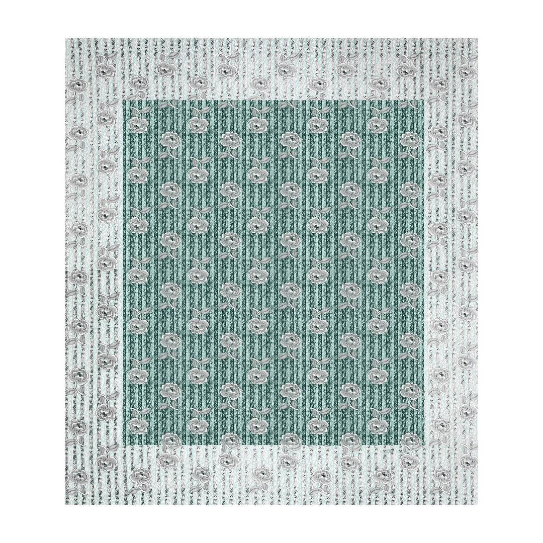Bella Casa Fashion & Retail Ltd BEDSHEET 87 X 107 Inch / Green & Grey / Cotton Double King Size Bedsheet with 2 Pillow Covers Cotton Green & Grey Colour - Ethnic Collection