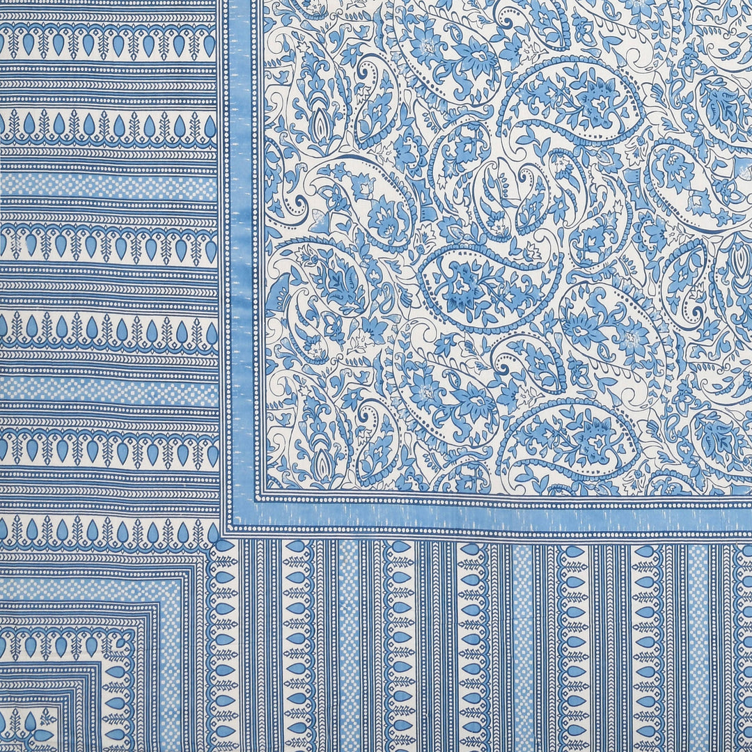 Bella Casa Fashion & Retail Ltd  BEDSHEET 90 X 108 Inch / Blue / Cotton Bella Casa Double Bedsheet Set Cotton King Size with 2 Pillow Covers  Floral Design Blue Colour - Ethnic Collection