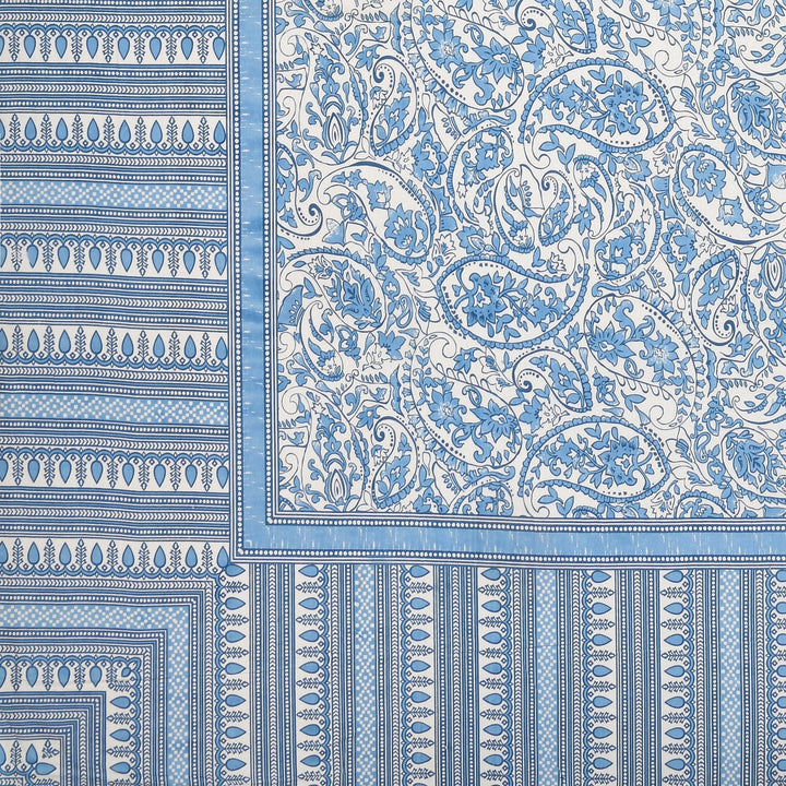 Bella Casa Fashion & Retail Ltd  BEDSHEET 90 X 108 Inch / Blue / Cotton Bella Casa Double Bedsheet Set Cotton King Size with 2 Pillow Covers  Floral Design Blue Colour - Ethnic Collection