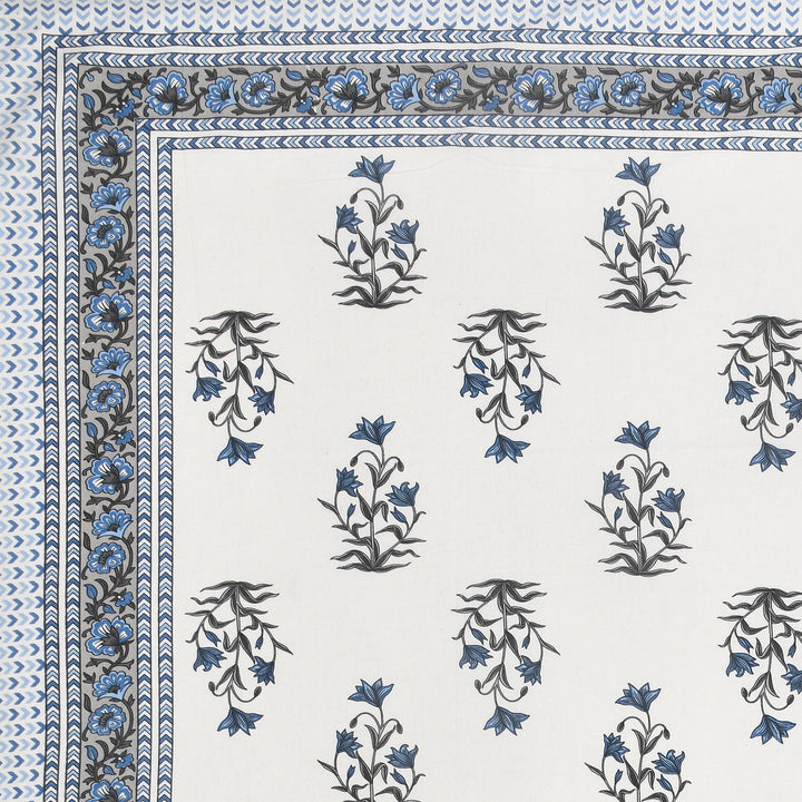 Bella Casa Fashion & Retail Ltd BEDSHEET 90 X 108 Inch / Blue / Cotton Double King Size Bedsheet Set Cotton with 2 Pillow Covers Floral Design Blue Colour - Ethnic Collection