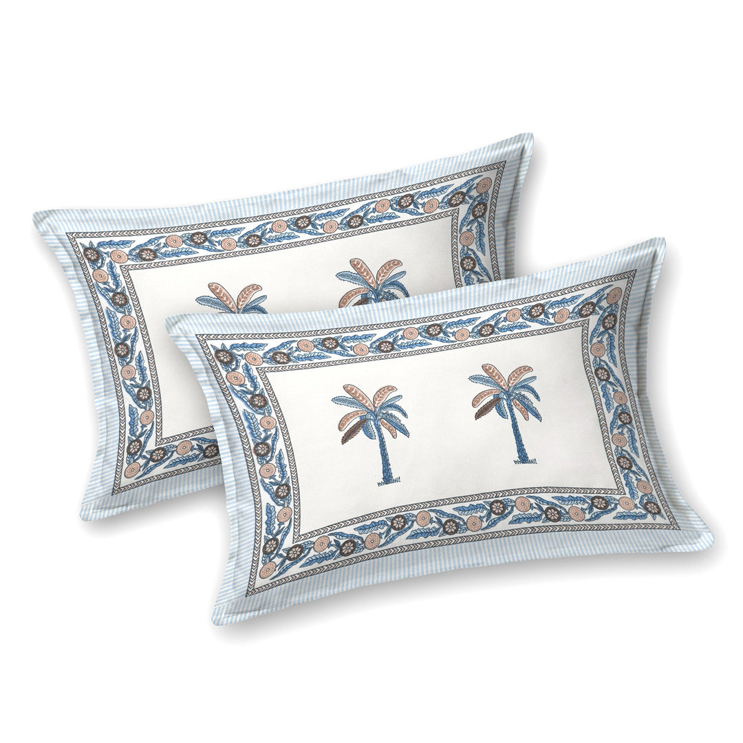 Bella Casa Fashion & Retail Ltd BEDSHEET 90 X 108 Inch / Blue / Cotton Double King Size Bedsheet Set Cotton with 2 Pillow Covers Floral Design Blue Colour - Ethnic Collection