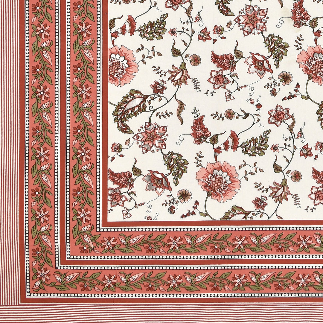 Bella Casa Fashion & Retail Ltd  BEDSHEET 90 X 108 Inch / Brown / Cotton Bella Casa Double Bedsheet Set Cotton King Size with 2 Pillow Covers  Floral Design Brown Colour - Ethnic Collection