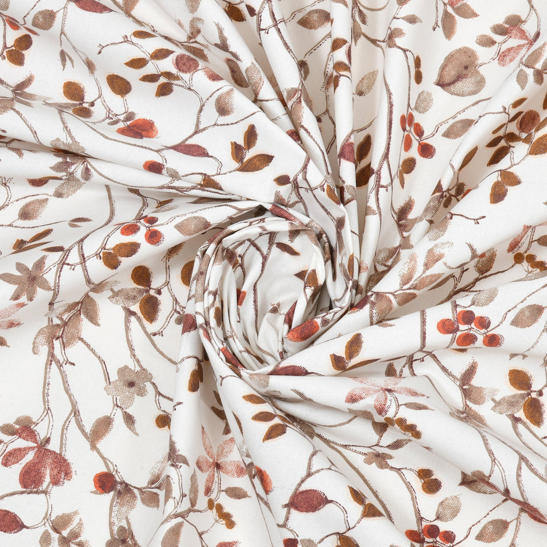 Double Bedsheet Cotton King Size with 2 Pillow Covers Floral Design Brown Colour - Stella Collection