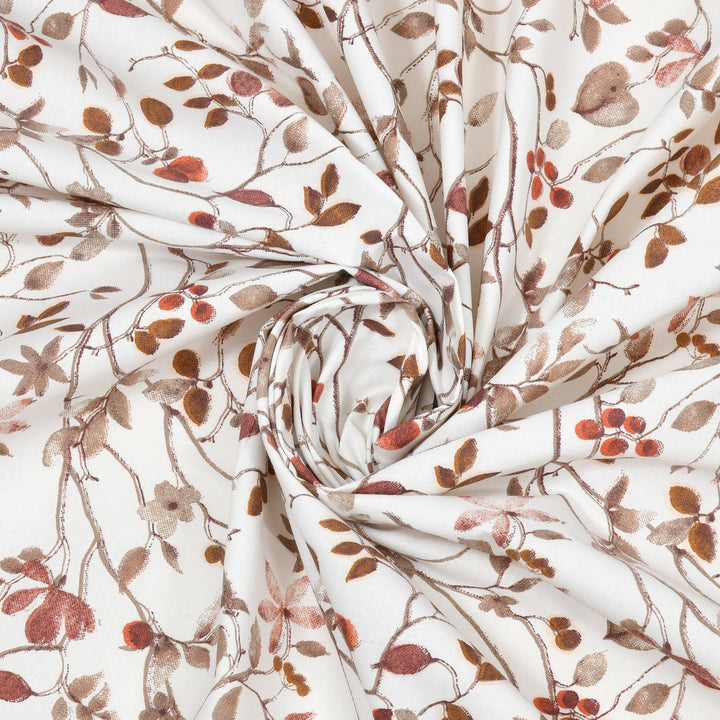 Double Bedsheet Cotton King Size with 2 Pillow Covers Floral Design Brown Colour - Stella Collection