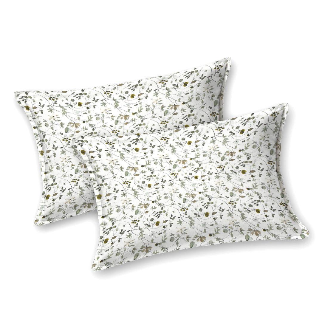 Double Bedsheet Cotton King Size with 2 Pillow Covers Floral Design Green Colour - Stella Collection