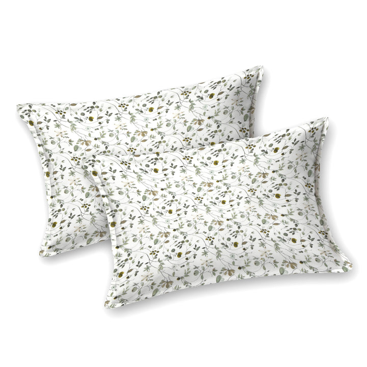 Double Bedsheet Cotton King Size with 2 Pillow Covers Floral Design Green Colour - Stella Collection