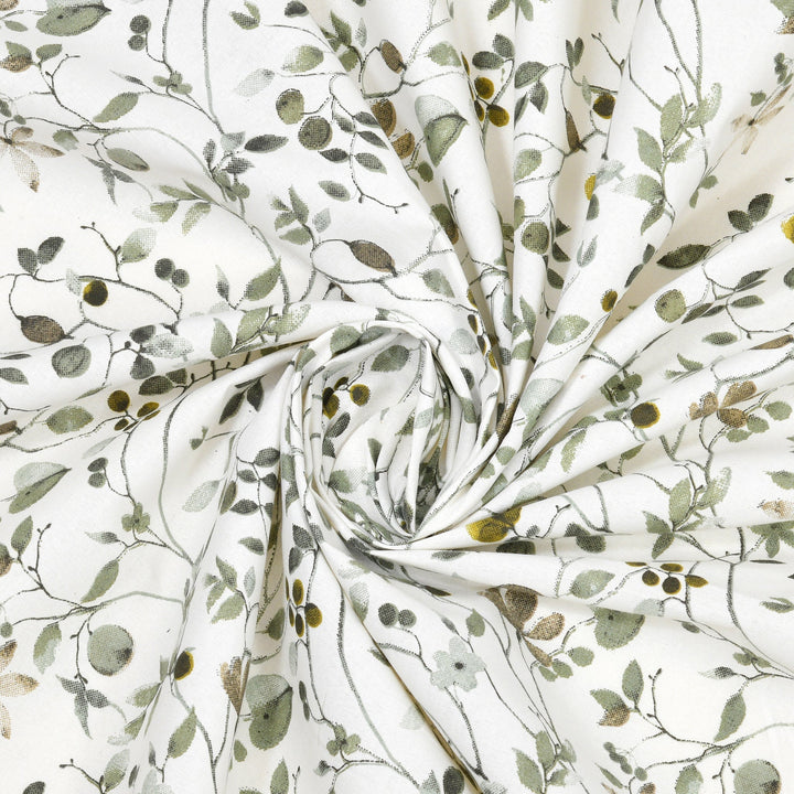 Double Bedsheet Cotton King Size with 2 Pillow Covers Floral Design Green Colour - Stella Collection