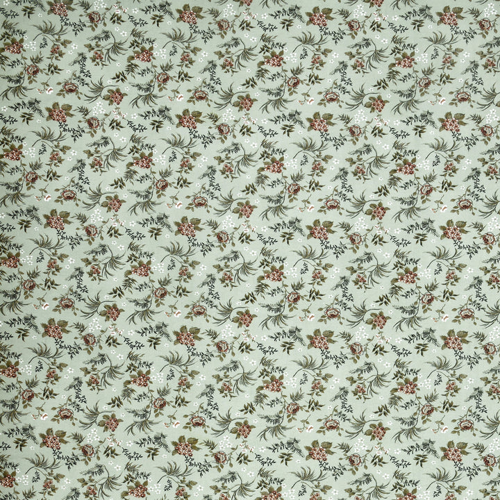 Double Bedsheet Cotton King Size with 2 Pillow Covers Floral Design Green Colour - Stella Collection