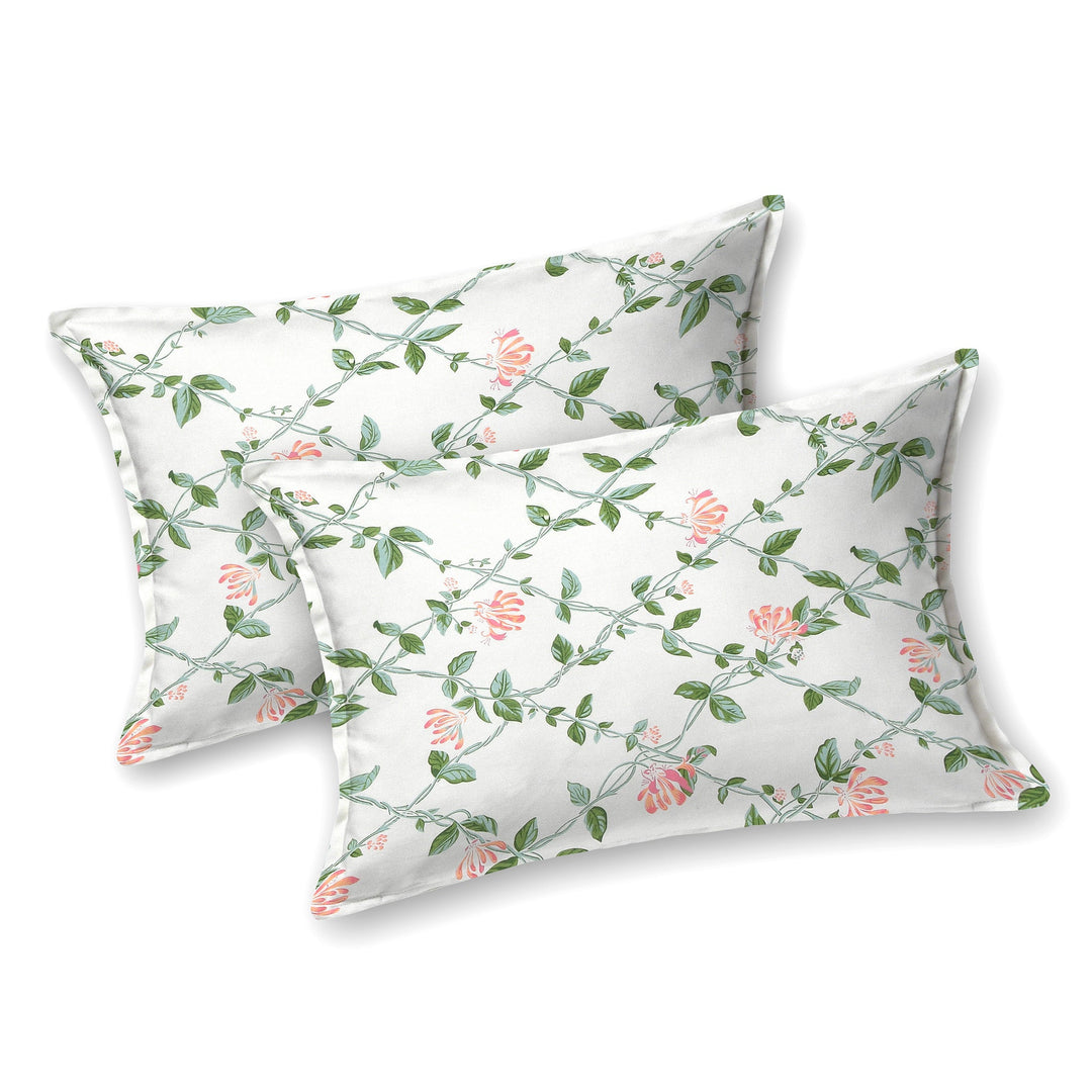 Bella Casa Fashion & Retail Ltd BEDSHEET 90 X 108 Inch / Green & Off White / Cotton Double King Size Bedsheet Set Cotton with 2 Pillow Covers Motifs Design Green & Off White Colour - Heritage Collection