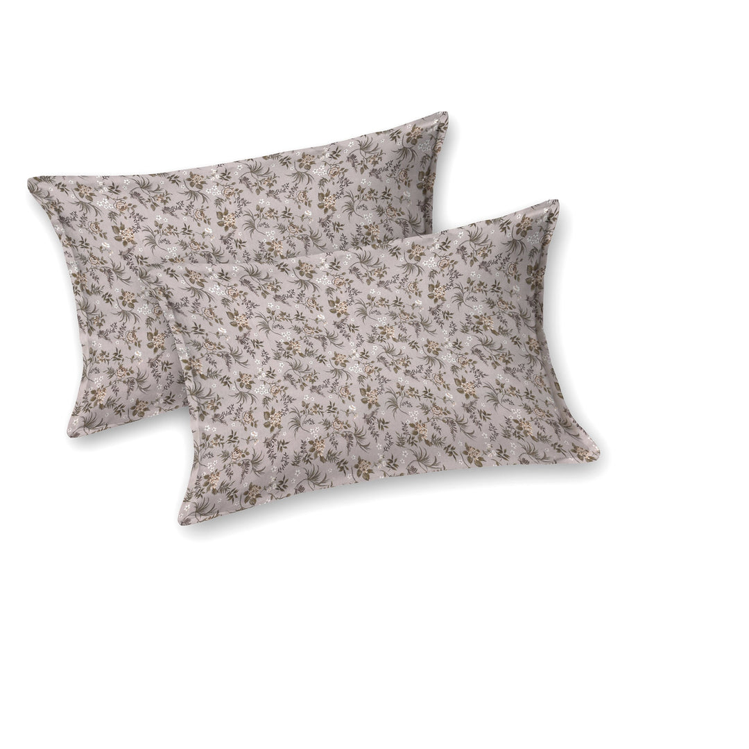 Double Bedsheet Cotton King Size with 2 Pillow Covers Floral Design Grey Colour - Stella Collection