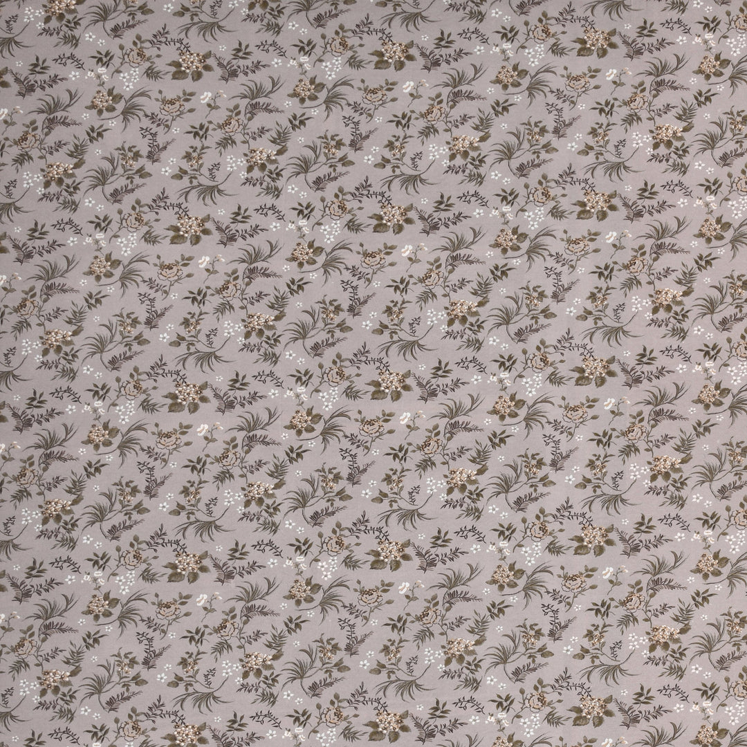 Double Bedsheet Cotton King Size with 2 Pillow Covers Floral Design Grey Colour - Stella Collection