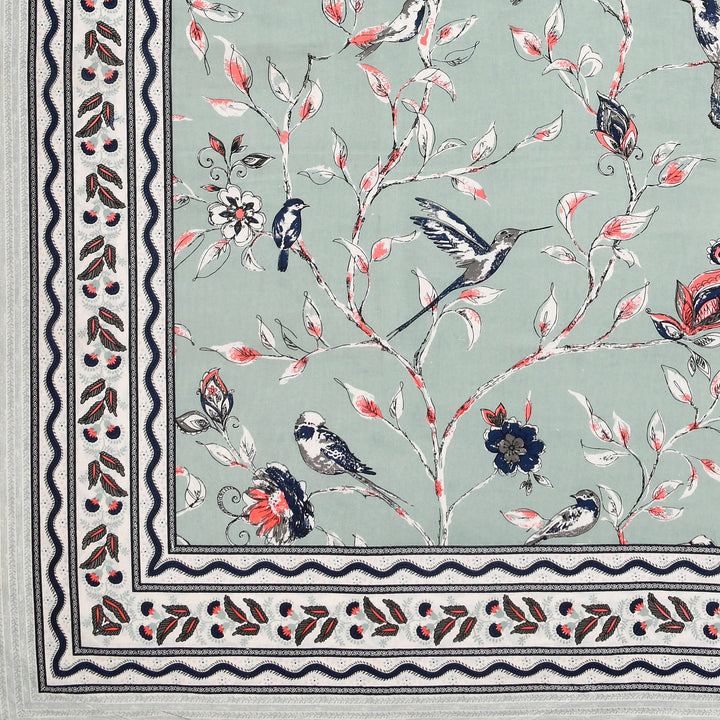 Bella Casa Fashion & Retail Ltd  BEDSHEET 90 X 108 Inch / Multi / Cotton Bella Casa Double King Size Bedsheet Set Cotton with 2 Pillow Covers Birds Design Multi Colour - Ethnic Collection
