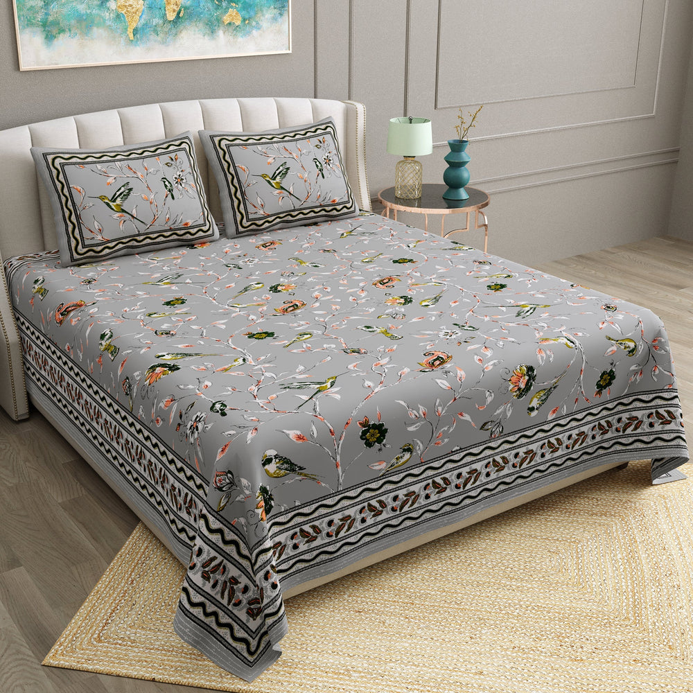Bella Casa Fashion & Retail Ltd  BEDSHEET 90 X 108 Inch / Multi / Cotton Bella Casa Double King Size Bedsheet Set Cotton with 2 Pillow Covers Ethnic Design Multi Colour - Ethnic Collection