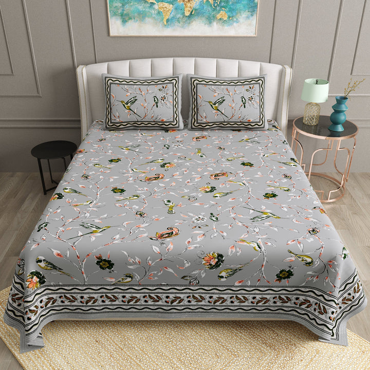 Bella Casa Fashion & Retail Ltd  BEDSHEET 90 X 108 Inch / Multi / Cotton Bella Casa Double King Size Bedsheet Set Cotton with 2 Pillow Covers Ethnic Design Multi Colour - Ethnic Collection
