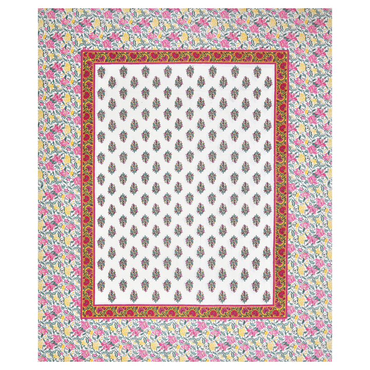 Bella Casa Fashion & Retail Ltd BEDSHEET 90 X 108 Inch / Multi / Cotton Bella Casa Double King Size Bedsheet Set Cotton with 2 Pillow Covers Floral Design Multi Colour - Ethnic Collection