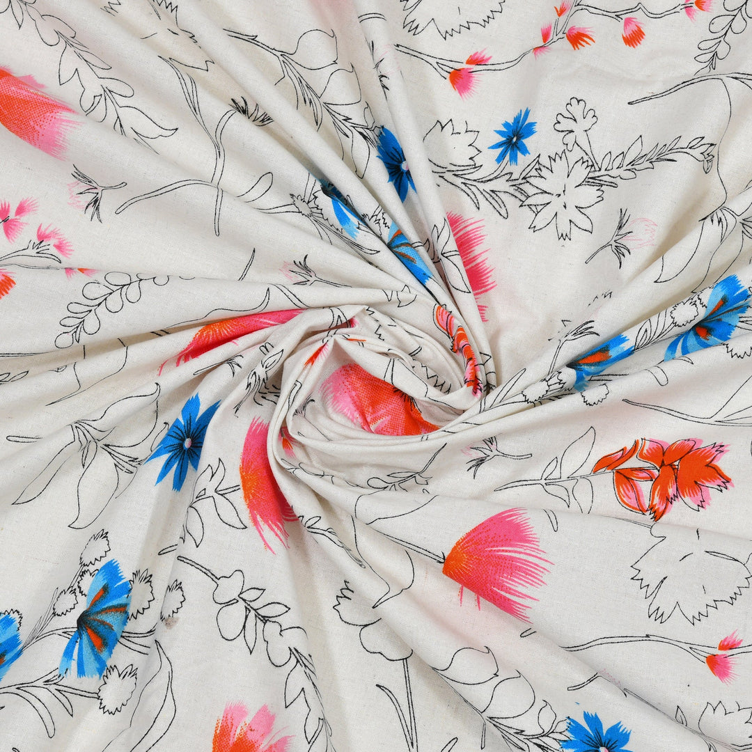 Bella Casa Fashion & Retail Ltd BEDSHEET 90 X 108 Inch / Multi / Cotton Double Bedsheet Set Cotton King Size with 2 Pillow Covers Floral Design Multi Colour- Stella Collection