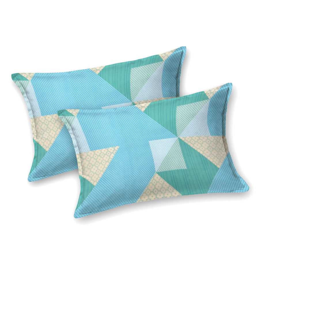 Double Bedsheet Set Cotton King Size with 2 Pillow Covers Geometrical Design Multi Colour- Stella Collection
