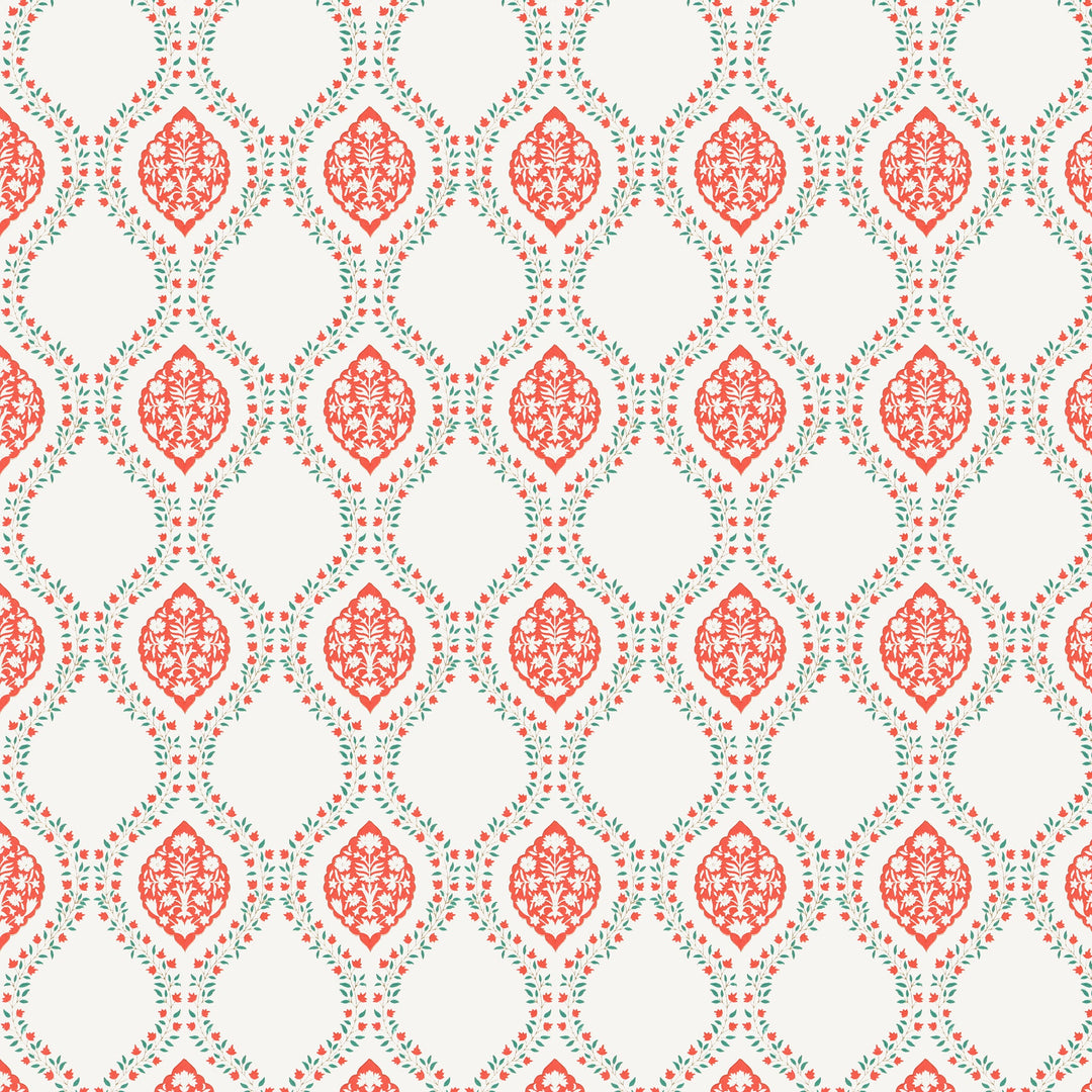 Bella Casa Fashion & Retail Ltd BEDSHEET 90 X 108 Inch / Orange & Off White / Cotton Double King Size Bedsheet Set Cotton with 2 Pillow Covers Motifs Design Orange & Off White Colour - Heritage Collection
