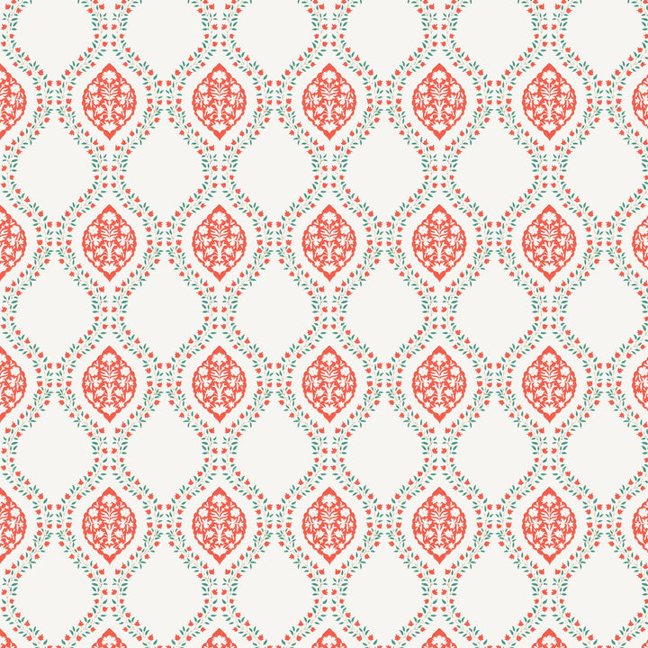 Bella Casa Fashion & Retail Ltd BEDSHEET 90 X 108 Inch / Orange & Off White / Cotton Double King Size Bedsheet Set Cotton with 2 Pillow Covers Motifs Design Orange & Off White Colour - Heritage Collection