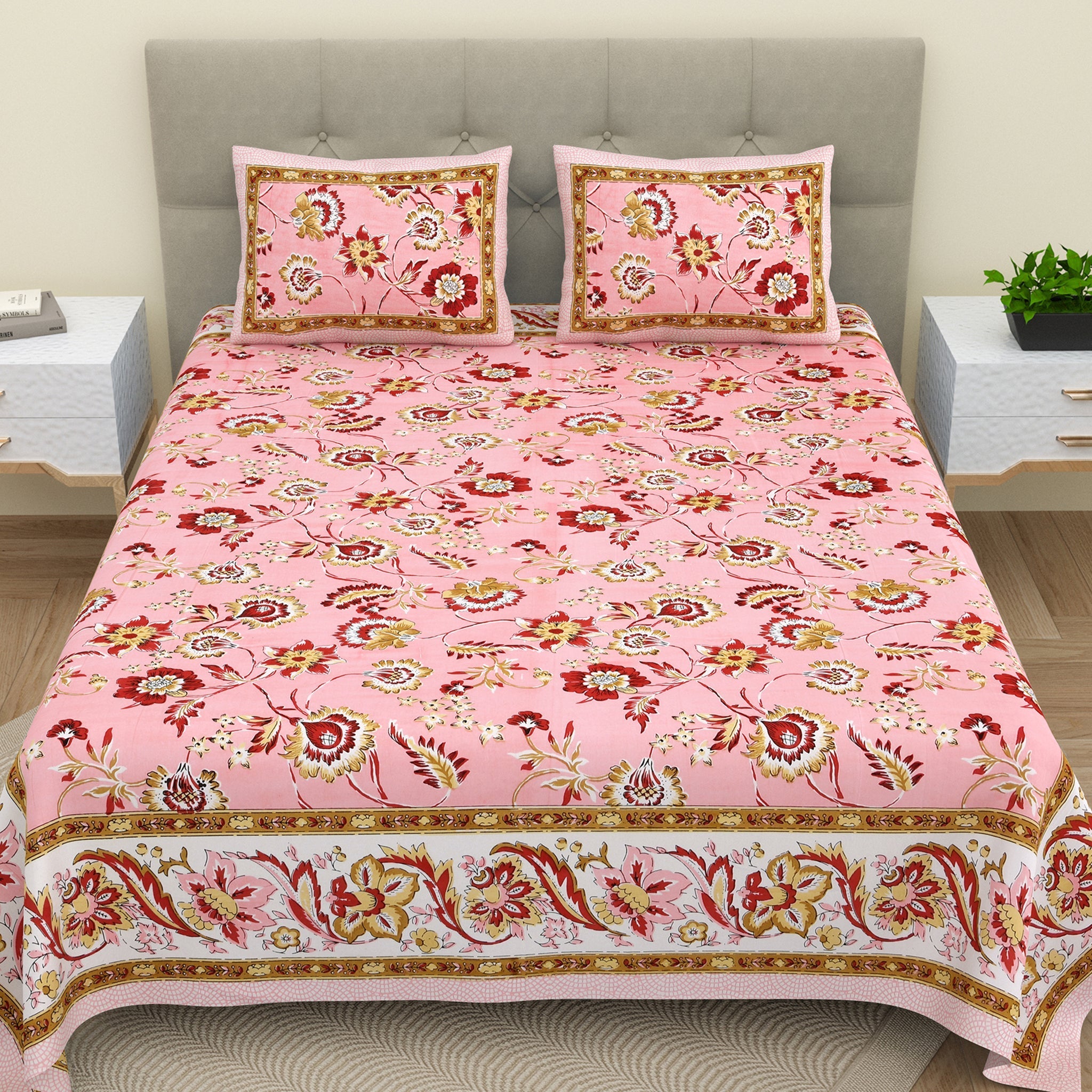 double-king-size-bedsheet-set-cotton-with-2-pillow-covers-floral-desig