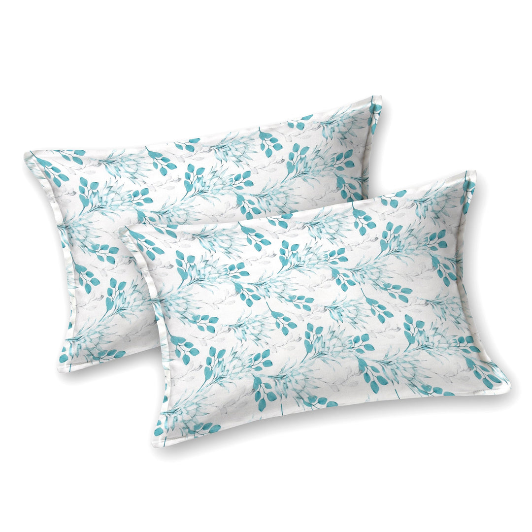 Double Bedsheet Set Cotton King Size with 2 Pillow Covers Floral Design Sky Blue Colour - Stella Collection