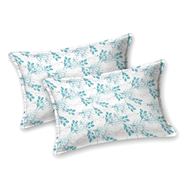 Double Bedsheet Set Cotton King Size with 2 Pillow Covers Floral Design Sky Blue Colour - Stella Collection
