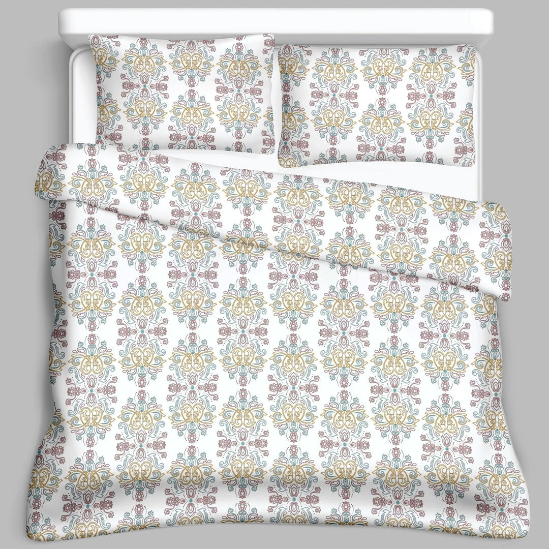 Bella Casa Fashion & Retail Ltd  BEDSHEET Double King Size Bedsheet with 2 Pillow Covers Cotton Floral Design Purple Colour - Sunshine Collection