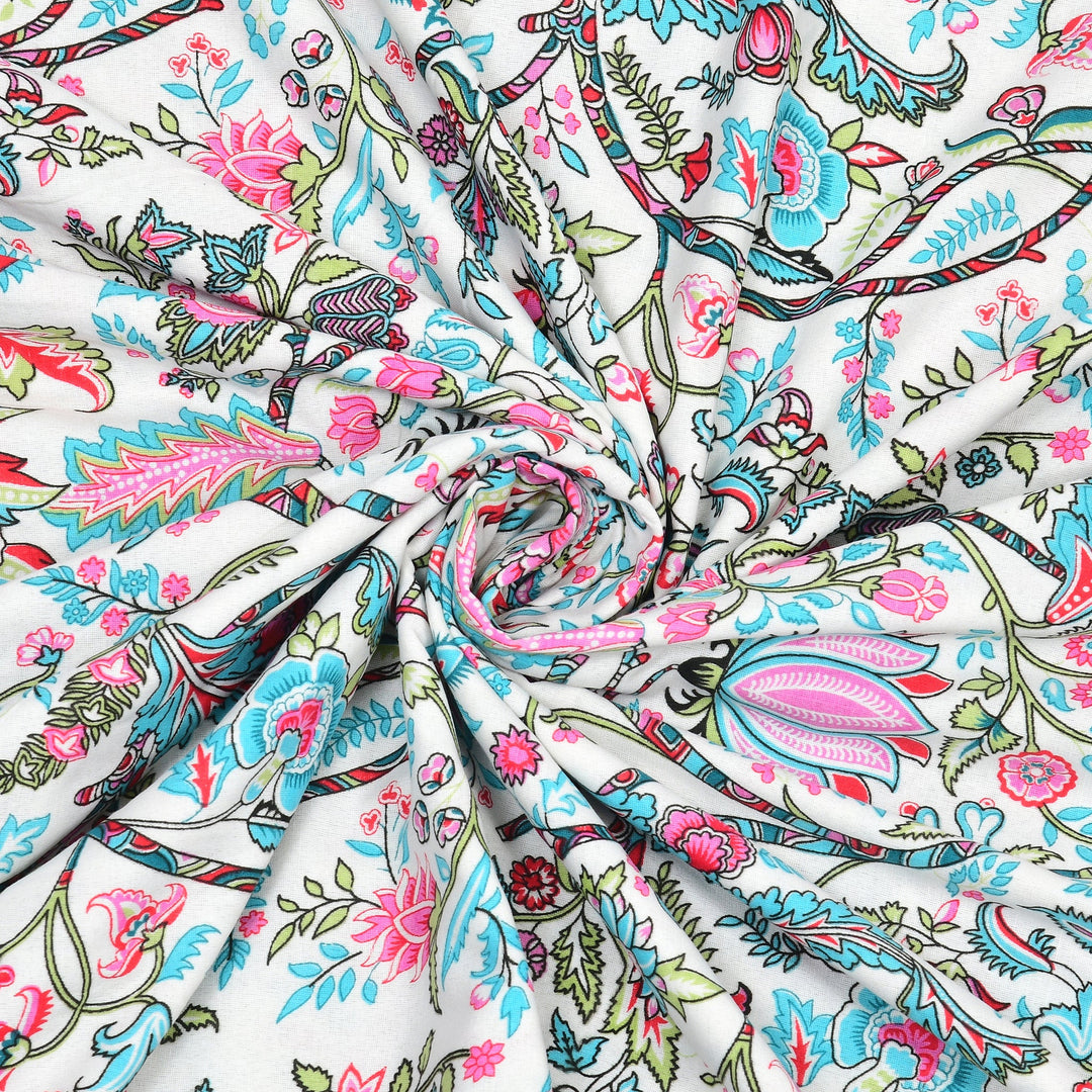 Bella Casa Fashion & Retail Ltd Dohar 60 X 90 Inch / Multi / Cotton Single Cotton Dohar/AC Blanket Cotton | Multi Colored Reversible Floral Printed | Size: 152 X 228 CM - Lotus Bloom Collection