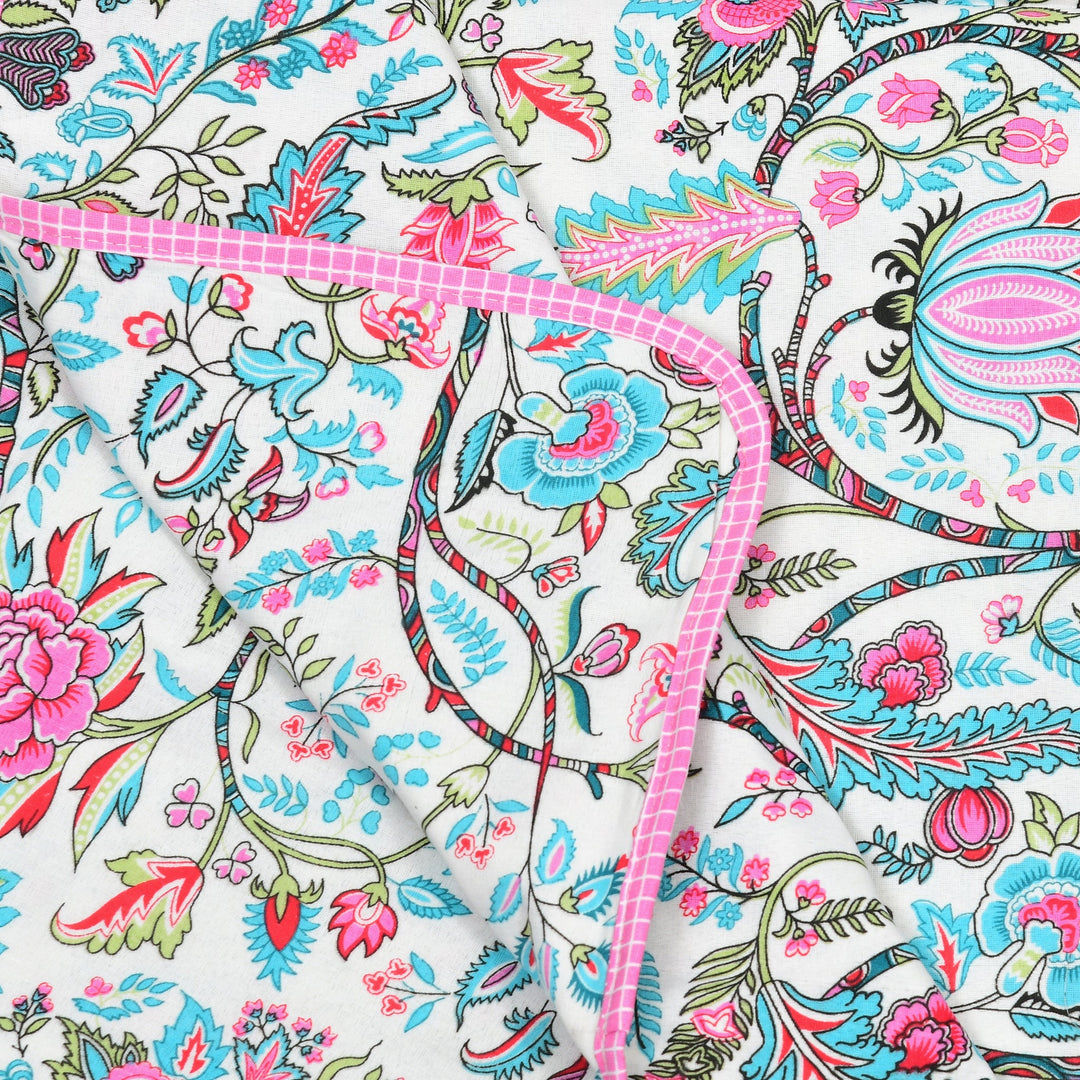 Bella Casa Fashion & Retail Ltd Dohar 60 X 90 Inch / Multi / Cotton Single Cotton Dohar/AC Blanket Cotton | Multi Colored Reversible Floral Printed | Size: 152 X 228 CM - Lotus Bloom Collection