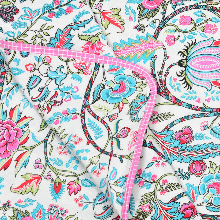 Bella Casa Fashion & Retail Ltd Dohar 60 X 90 Inch / Multi / Cotton Single Cotton Dohar/AC Blanket Cotton | Multi Colored Reversible Floral Printed | Size: 152 X 228 CM - Lotus Bloom Collection