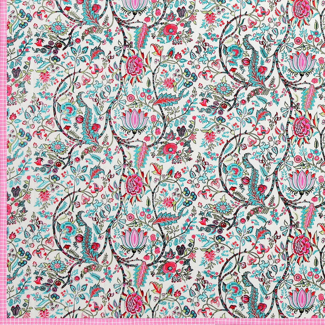 Bella Casa Fashion & Retail Ltd Dohar 60 X 90 Inch / Multi / Cotton Single Cotton Dohar/AC Blanket Cotton | Multi Colored Reversible Floral Printed | Size: 152 X 228 CM - Lotus Bloom Collection