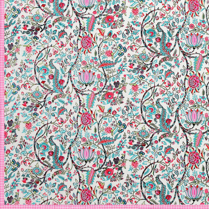 Bella Casa Fashion & Retail Ltd Dohar 60 X 90 Inch / Multi / Cotton Single Cotton Dohar/AC Blanket Cotton | Multi Colored Reversible Floral Printed | Size: 152 X 228 CM - Lotus Bloom Collection
