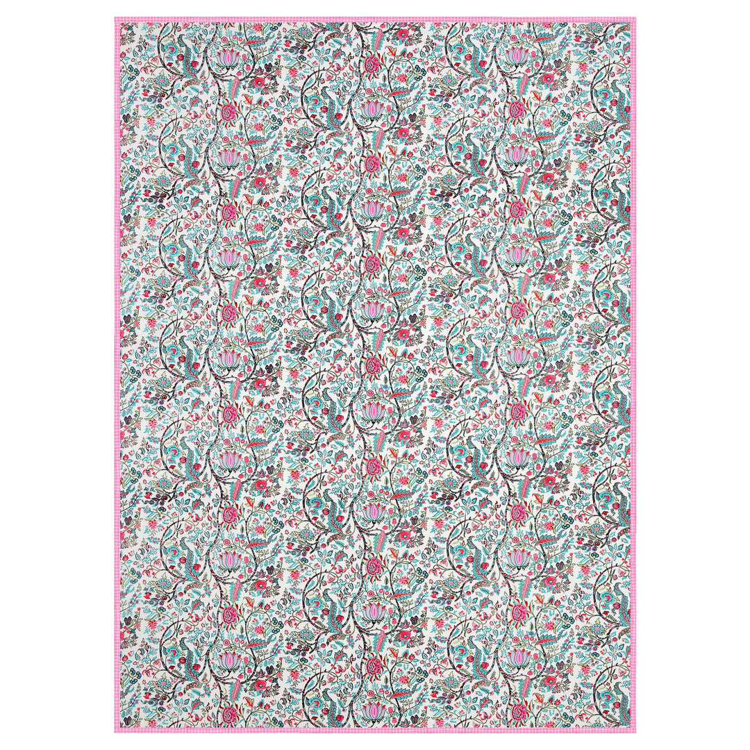 Bella Casa Fashion & Retail Ltd Dohar 60 X 90 Inch / Multi / Cotton Single Cotton Dohar/AC Blanket Cotton | Multi Colored Reversible Floral Printed | Size: 152 X 228 CM - Lotus Bloom Collection