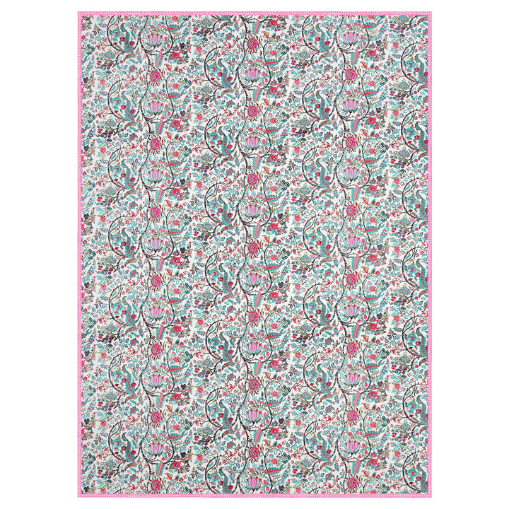 Bella Casa Fashion & Retail Ltd Dohar 60 X 90 Inch / Multi / Cotton Single Cotton Dohar/AC Blanket Cotton | Multi Colored Reversible Floral Printed | Size: 152 X 228 CM - Lotus Bloom Collection