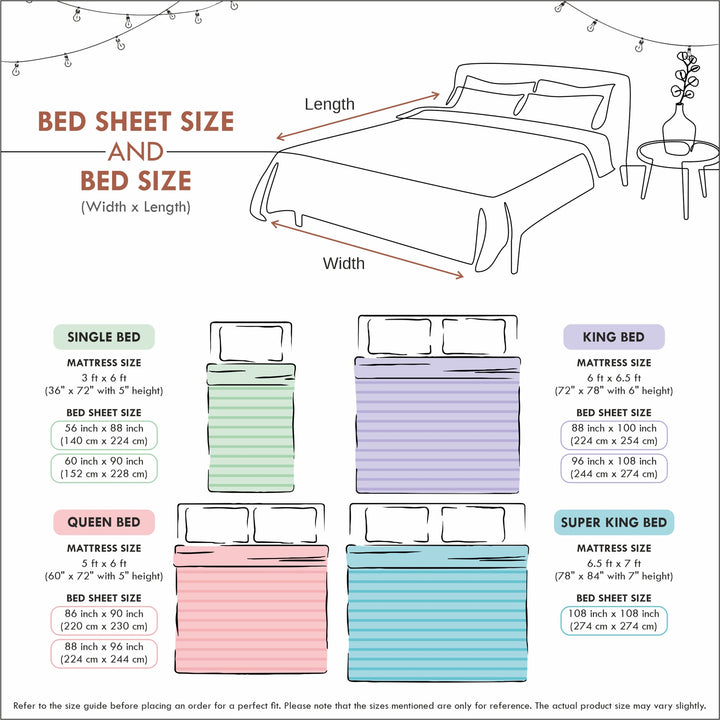 Bella Casa Fashion & Retail Ltd  Double Queen Size 100% Cotton Bedsheet Set with 2 Pillow Covers Block Multi Colour - Radiant Collection