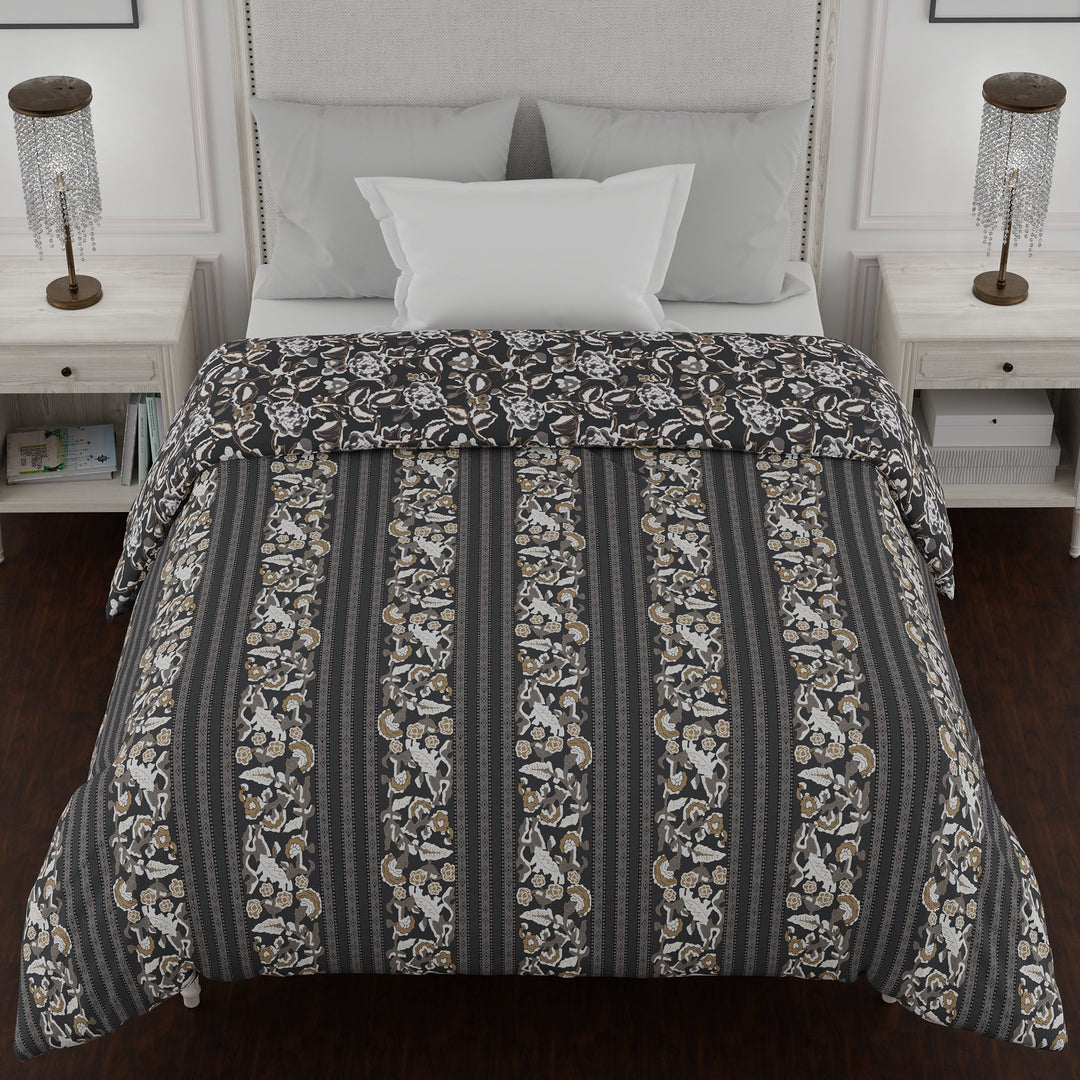 Bella Casa Fashion & Retail Ltd  Quilt 60 X 90 Inch / Blue / Cotton Single AC Quilt Reversible 150 GSM (152 X 229 Cm, Grey) - Kalamkari Collection