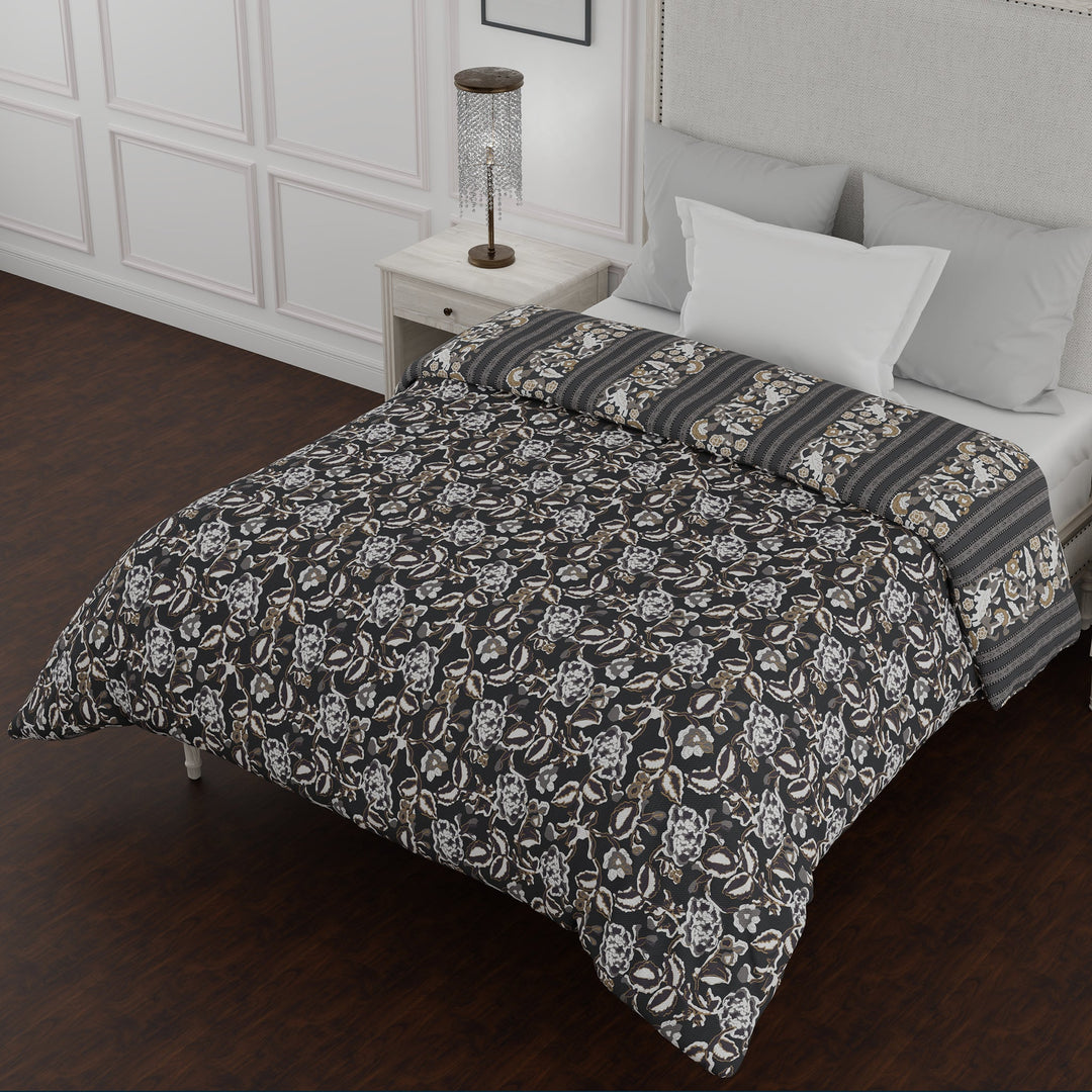 Bella Casa Fashion & Retail Ltd  Quilt 60 X 90 Inch / Blue / Cotton Single AC Quilt Reversible 150 GSM (152 X 229 Cm, Grey) - Kalamkari Collection