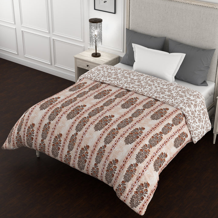 Bella Casa Fashion & Retail Ltd  Quilt 60 X 90 Inch / Brown / Cotton Bella Casa 150 GSM Cotton Single Reversible AC Quilt for Winter (152 X 229 cm, Brown)