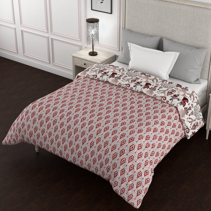 Bella Casa Fashion & Retail Ltd  Quilt 60 X 90 Inch / Brown / Cotton Bella Casa 150 GSM Cotton Single Reversible AC Quilt for Winter (152 X 229 cm, Brown)