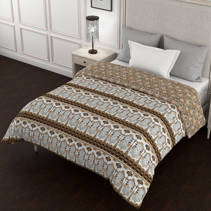 Bella Casa Fashion & Retail Ltd  Quilt 60 X 90 Inch / Grey / Cotton Bella Casa 150 GSM Cotton Single Reversible AC Quilt for Winter (152 X 229 cm, Grey)