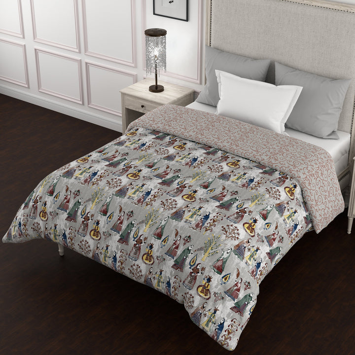 Bella Casa Fashion & Retail Ltd  Quilt 60 X 90 Inch / Grey / Cotton Bella Casa 150 GSM Cotton Single Reversible AC Quilt for Winter (152 X 229 cm, Grey)