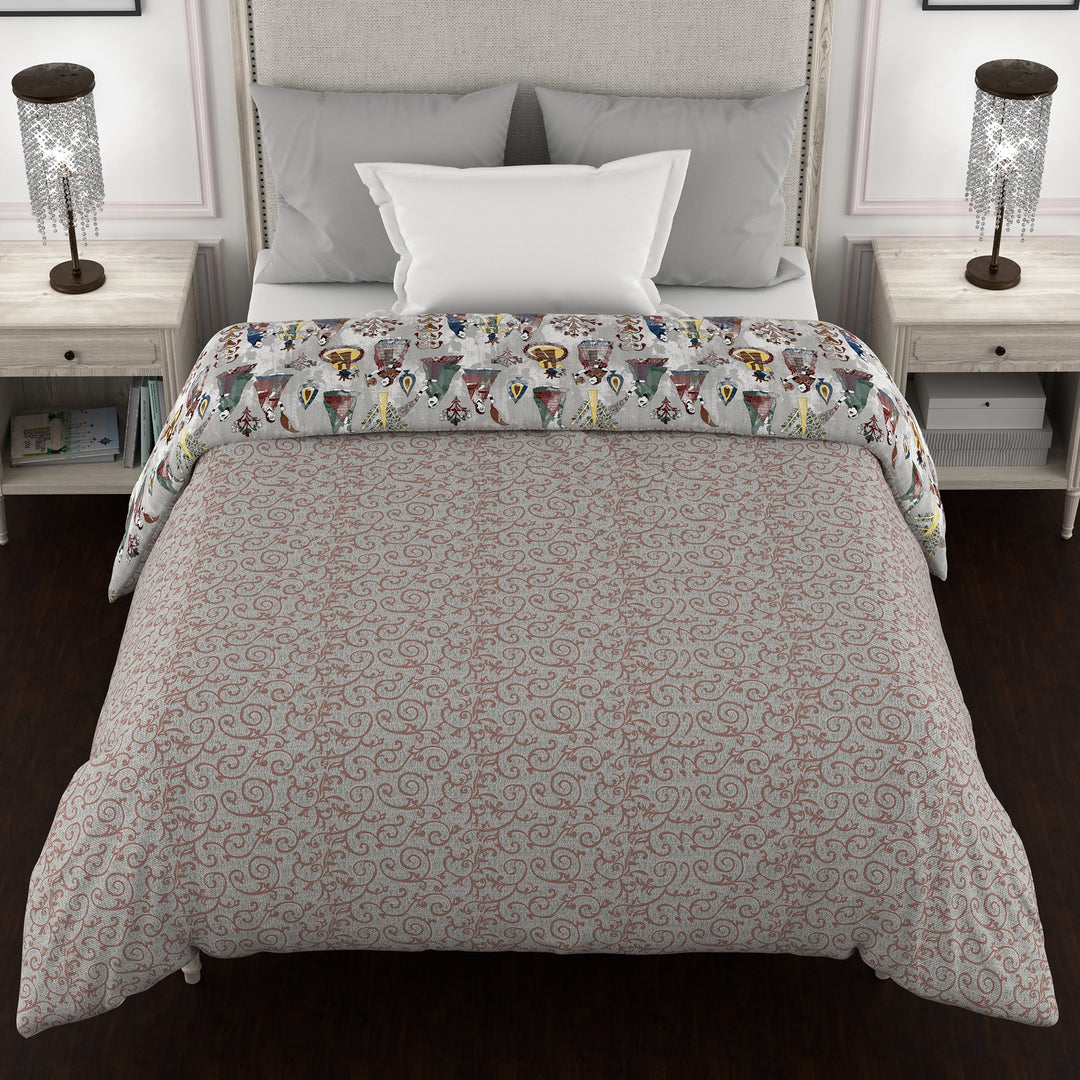 Bella Casa Fashion & Retail Ltd  Quilt 60 X 90 Inch / Grey / Cotton Bella Casa 150 GSM Cotton Single Reversible AC Quilt for Winter (152 X 229 cm, Grey)