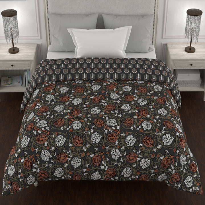 Bella Casa Fashion & Retail Ltd  Quilt 60 X 90 Inch / Grey / Cotton Single AC Quilt Reversible 150 GSM (152 X 229 Cm, Multi) - Kalamkari Collection