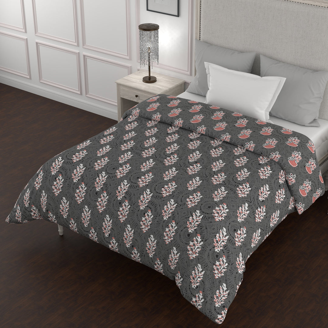 Bella Casa Fashion & Retail Ltd  Quilt 60 X 90 Inch / Magenta / Cotton Single AC Quilt Reversible 150 GSM (152 X 229 Cm, Grey) - Kalamkari Collection