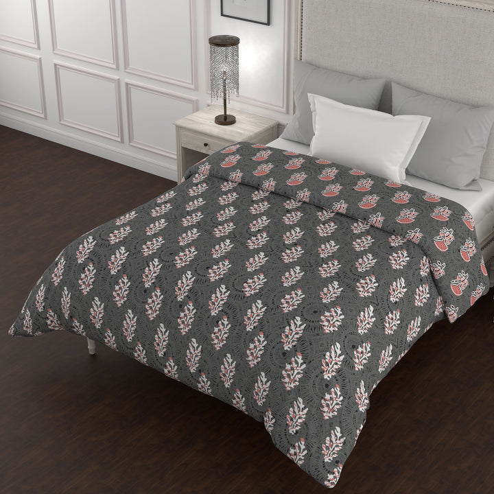 Bella Casa Fashion & Retail Ltd  Quilt 60 X 90 Inch / Magenta / Cotton Single AC Quilt Reversible 150 GSM (152 X 229 Cm, Grey) - Kalamkari Collection