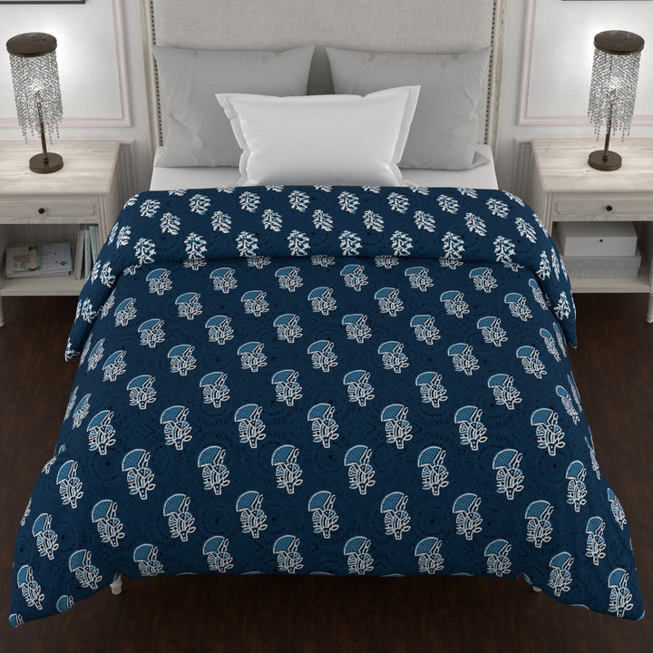 Bella Casa Fashion & Retail Ltd  Quilt 60 X 90 Inch / Multi / Cotton Single AC Quilt Reversible 150 GSM (152 X 229 Cm, Blue) - Kalamkari Collection