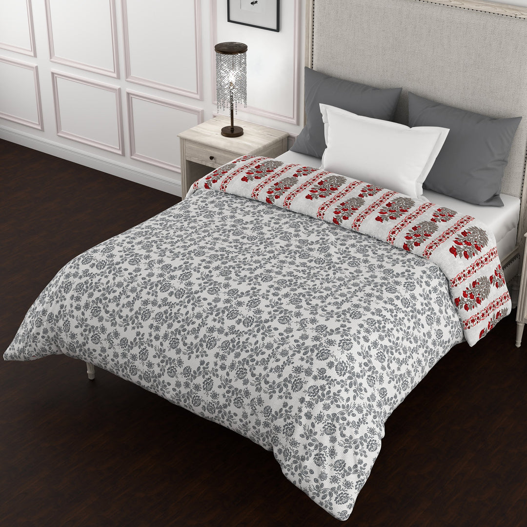 Bella Casa Fashion & Retail Ltd  Quilt 60 X 90 Inch / Red / Cotton Bella Casa 150 GSM Cotton Single Reversible AC Quilt for Winter (152 X 229 cm, Red)