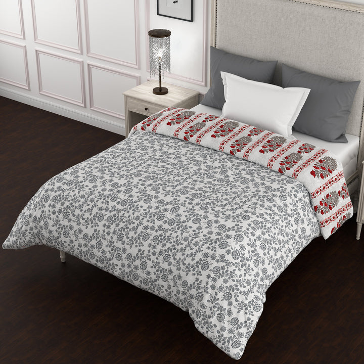 Bella Casa Fashion & Retail Ltd  Quilt 60 X 90 Inch / Red / Cotton Bella Casa 150 GSM Cotton Single Reversible AC Quilt for Winter (152 X 229 cm, Red)